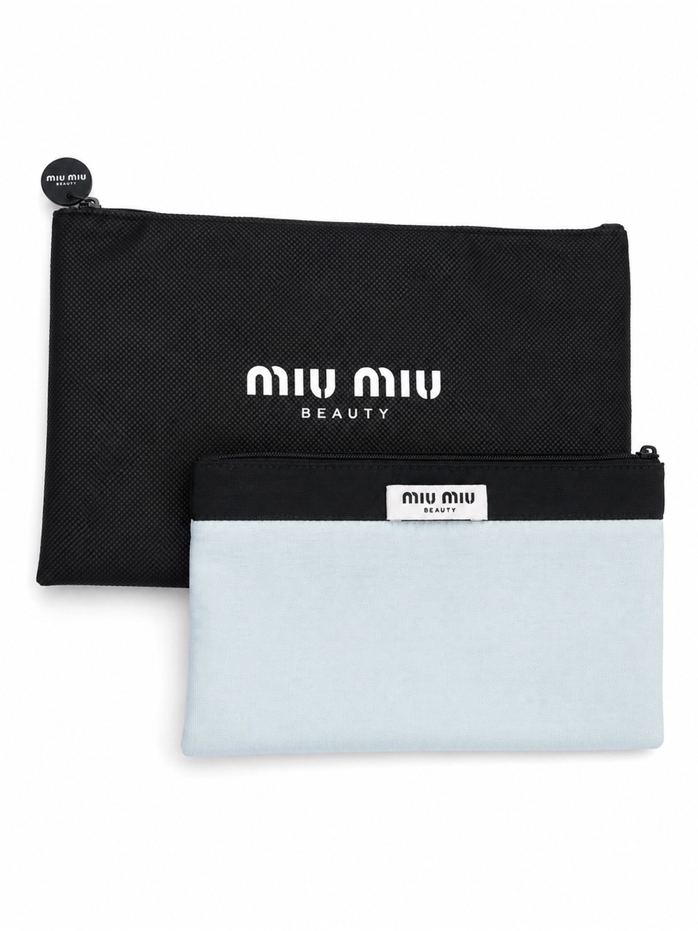 Miu Miu Black and Light Blue Cosmetic Pouch with Dust Bag